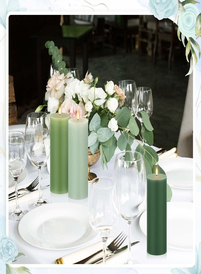 Conelist Set of 6 Gradient Green Pillar Candles 2 x 6 Inch Decorative Unscented Column Candles for Wedding Thanksgiving Christmas Holiday Church Dinner Table Home Relaxation Spa Decor - Image 5